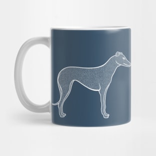 Greyhounds in Love - detailed outlines dog design - on dark blue Mug